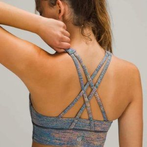 Lululemon energy high neck blue longline sports bra 10